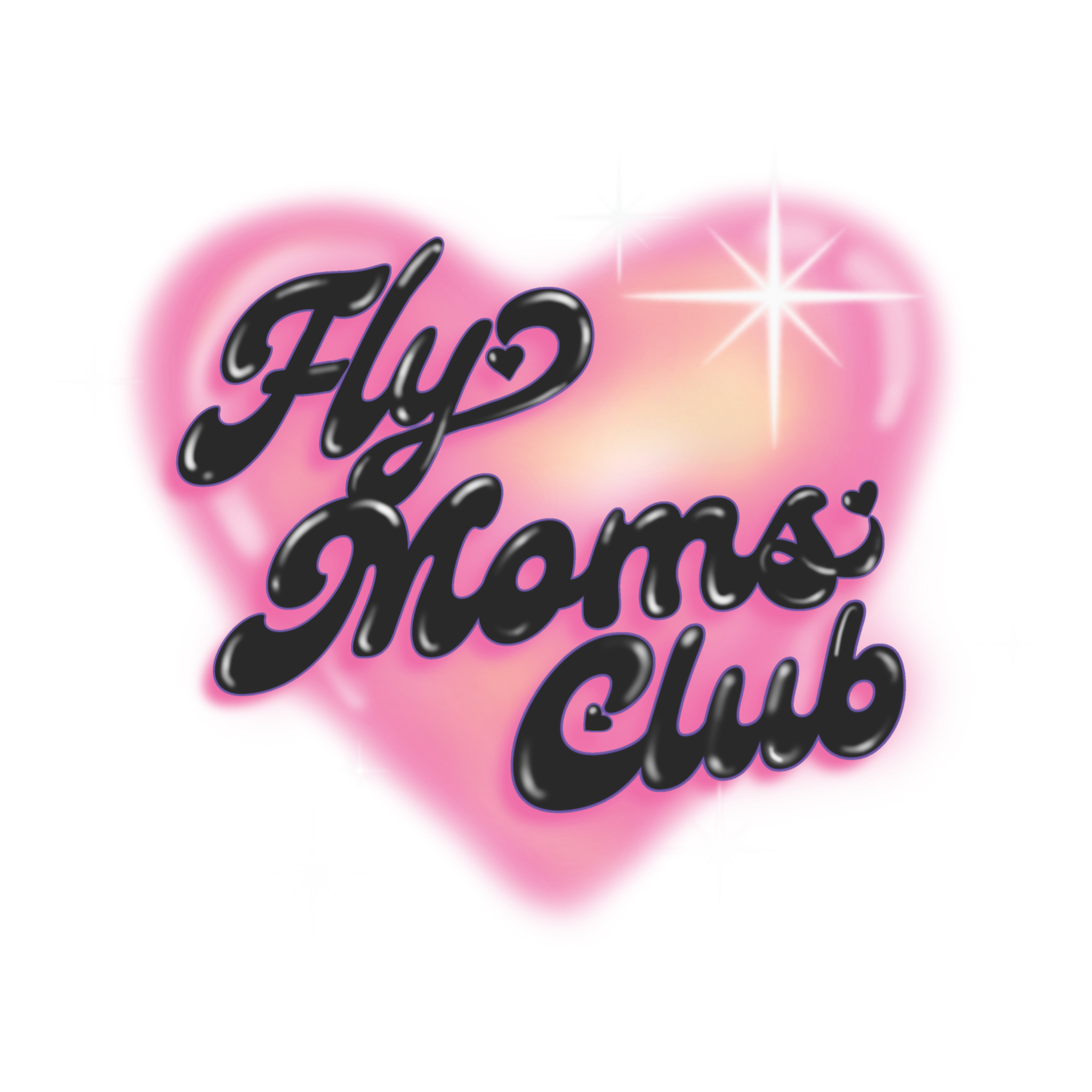 Fly Mom's Club pink heart logo